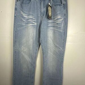 Black Smith | Vintage Y2K | Bleach Wash Blue Jeans Straight Fit | 38X32